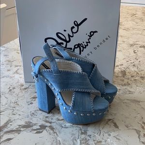 Wedges chambray high heels